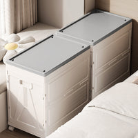 Foldable Plastic Storage Box with Double Doors and Wheels, Large Capacity Clothes Organizer