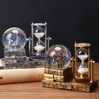Creative Eiffel Tower Ferris Wheel Luminous Crystal Ball Hourglass with Light and Music, Resin Desktop Ornament Gift