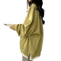 Women's Korean Style Loose Fit Faux Two-Piece Sweatshirt