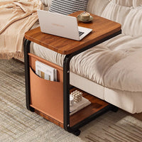 Modern Mobile Side Table with Wheels, Sofa End Table, Living Room Coffee Table, Storage Shelf, Mini Bedside Table