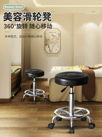 Adjustable Swivel Salon Stool with Backrest and Wheels for Beauty, Hair, Nail Salons