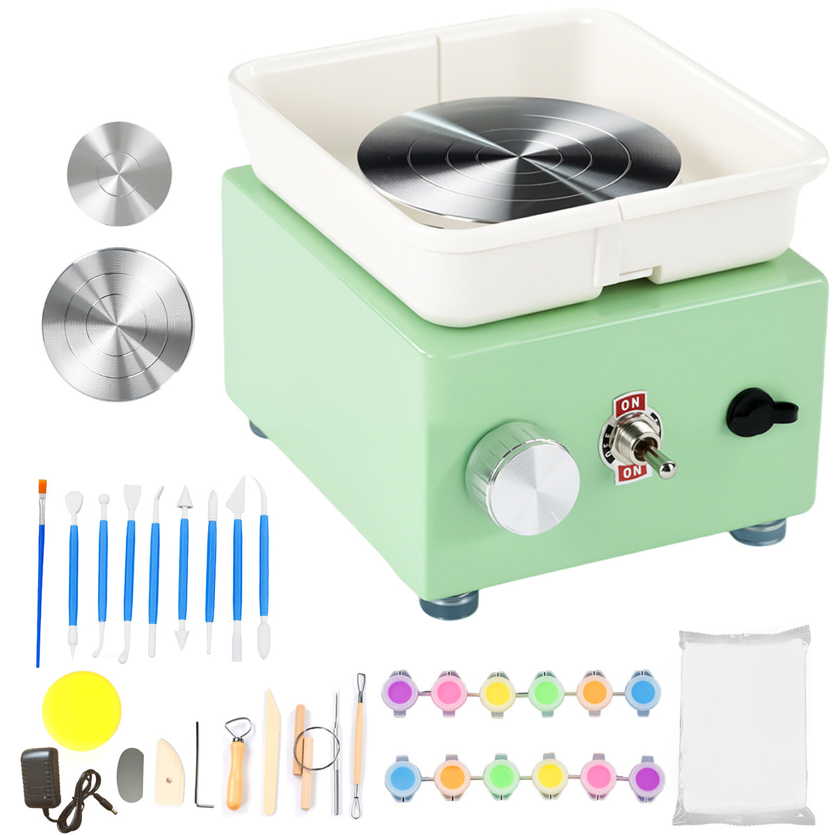 Mini Pottery Wheel Machine for Kids, Electric Desktop Ceramic Art Kit for DIY Clay Craft
