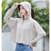 Women's UV Protection Cape with Large Brim Hood, Ice Silk Thin Cooling Shawl