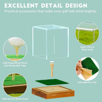 Acrylic Golf Ball Display Case with Wooden Base, Dustproof Storage Box