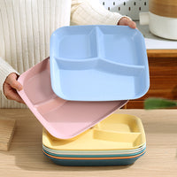Wheat Straw Divided Dinner Plate Set for Kids and Adults, 3-Compartment, Anti-fall, Heat-Resistant, Eco-Friendly