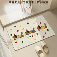 Cartoon Diatomaceous Earth Bath Mat Quick Dry Non-Slip Absorbent Floor Mat for Bathroom Shower Entrance