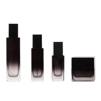 Refillable Black Glass Lotion and Cream Dispenser Bottles with Pump for Travel