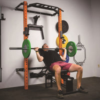 Foldable Wall-Mounted Squat Rack with Pull-Up Bar for Home Gym, Multi-functional Weightlifting and Shoulder Press