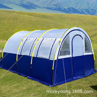 Outdoor Tunnel Tent for Camping and Emergency Relief, 5-8 Person, One Room Two Halls
