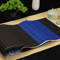 Thickened Xuan Paper with Grid Lines for Calligraphy Practice and Creation, Semi-Sized, Blue/Black
