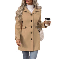 Women's Lapel Wool Blend Slim Fit Blazer Coat