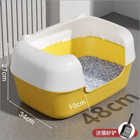 Large Semi-Enclosed Cat Litter Box with High Sides and Odor Control