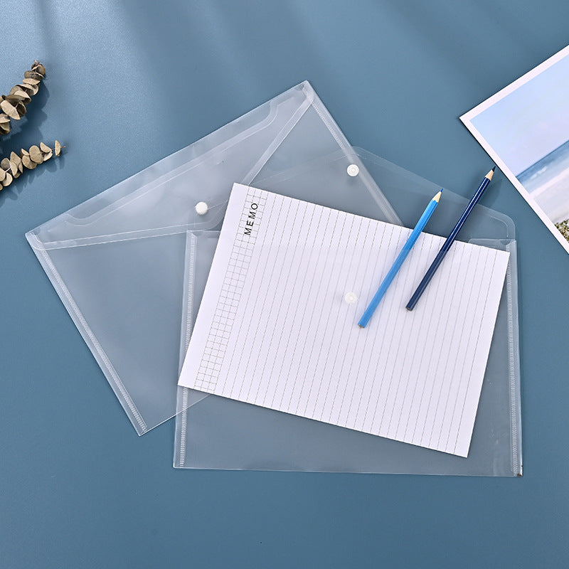 Clear Plastic Document Folder with Snap Button Closure for A4/B5 Papers