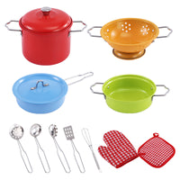 Kids' Stainless Steel Play Kitchen Set with Cooking Utensils