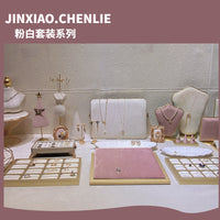 Jewelry Display Stand for Necklaces and Earrings - White and Pink Series