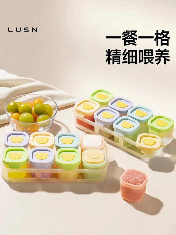 Baby Food Freezer Tray Silicone Storage Container with Lid, Reusable Steaming Mold for Purees and Solids
