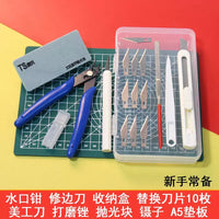 Model Building Tool Kit for Beginners and Enthusiasts - Nippers, Files, Tweezers, Carving Knife, Polishing Blocks