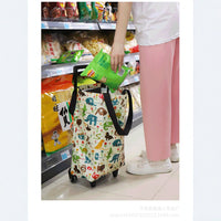 Foldable Rolling Shopping Bag with Wheels - Portable Grocery Cart Tote