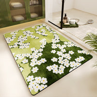 Floral Diatomaceous Earth Bath Mat Quick Dry Absorbent Non-Slip Bathroom Floor Mat