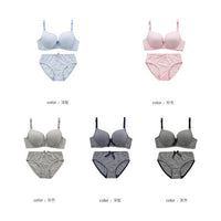 Teen Girls Wireless Bra and Panty Set, Push Up, Anti-Sagging, Thin Lace, Plaid