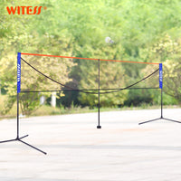 WITESS Portable Badminton Net Stand Set for Outdoor and Indoor Use - Easy Foldable Mobile Net Rack