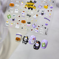 tomononi 3D Embossed Nail Art Stickers for Kids - Dark Style Halloween Theme
