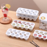 Stackable Ice Cube Tray with Lid and Storage Bin, Spherical Ice Ball Maker for Home Freezer