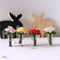 1:12 Scale Miniature Rose Potted Plant for Dollhouse Decor