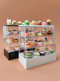Miniature Dollhouse Display Cabinet with Dessert Accessories