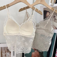 Women's Thin Strap Lace Bralette with Built-in Padded Back