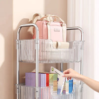 Acrylic Rolling Storage Cart with Wheels and Handle for Books and Supplies