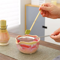 Japanese Style Matcha Bowl Set with Spout and Cherry Blossom Design