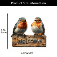 Rustic Robin Wooden Welcome Sign Wall Decor for Farmhouse Spring Decoration