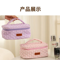 Large Capacity Portable Cosmetic Bag with Multiple Compartments
