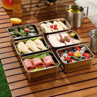 Square 304 Stainless Steel Food Storage Container Set for Refrigerator, Fruit, and Vegetable Storage