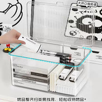 Acrylic Transparent Desktop Storage Box with Lid for Office and Stationery