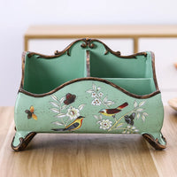 Pastoral American Country Style Hand-Painted Resin Storage Box for Living Room Remote Control and Desktop Decor