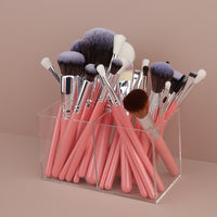 30-Piece Pink Silver Makeup Brush Set for Powder, Blush, and Eyeshadow