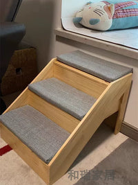 Pet Bed Stairs Wooden Dog Ladder Sofa Bedside Cat High-Age Dog Climbing Ladder Non-Slip Steps