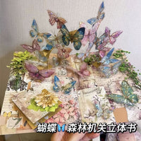 Colorful Gilded Butterfly Handmade 3D Pop-Up Book DIY Material Kit for Friends and Couples, Retro Exquisite Creative Gift