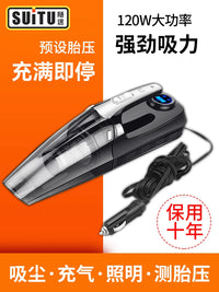 4-in-1 Car Vacuum Cleaner with Tire Inflator, High Power Portable Handheld Auto Vacuum for Wet/Dry Use