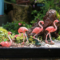 Miniature Flamingo Figurines for Micro Landscape Decor