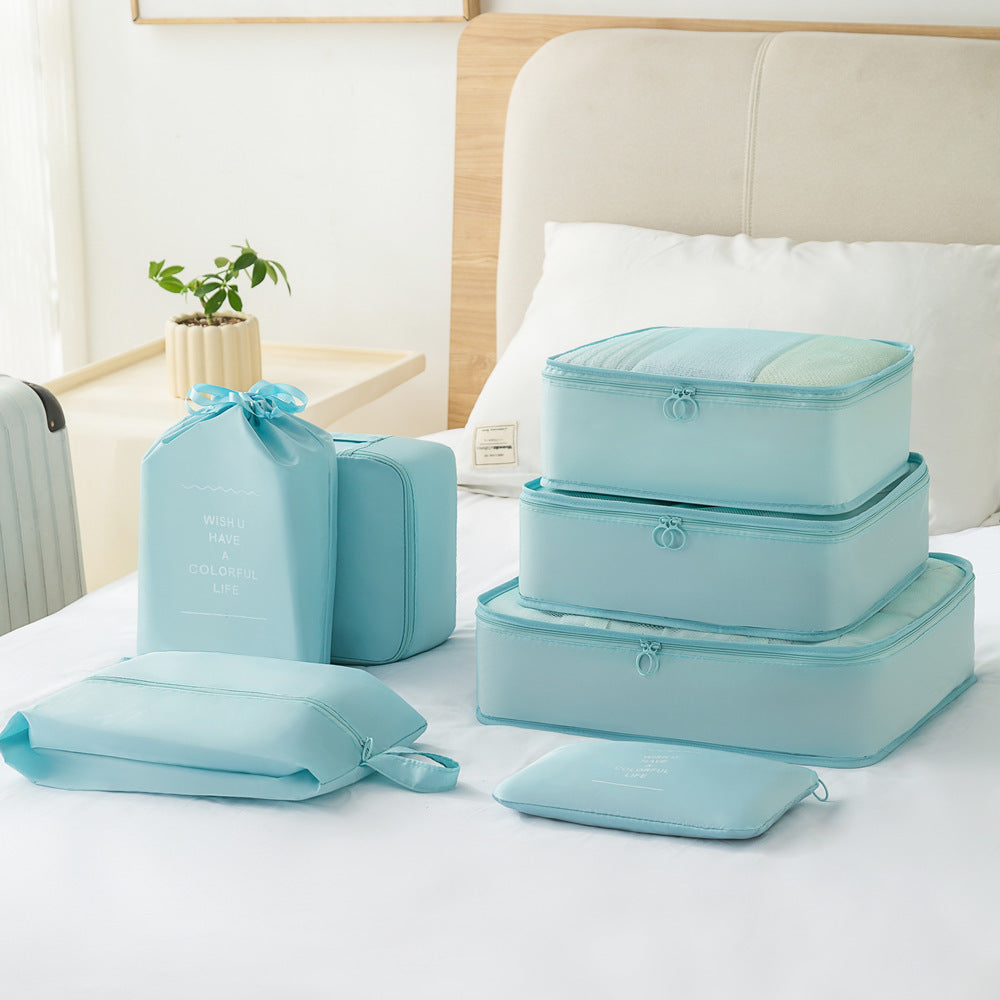 7-Piece Travel Storage Bag Set for Clothes, Shoes, and Toiletries
