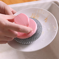 Detachable Non-Stick Pan Scrubber with Steel Wire Ball for Kitchen Cleaning