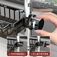 Kitchen Faucet Storage Rack Dishwashing Sink Drain Basket Multi-functional Organizer