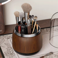 Rotating Makeup Brush Holder with Lid - Dustproof, Large Capacity, Portable Desktop Organizer for Brushes and Pencils