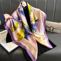 Women's Japanese Style Printed Square Scarf for Spring/Summer