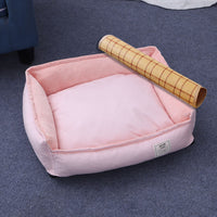 All-Season Crystal Velvet Pet Bed with Cooling Mat for Dogs and Cats
