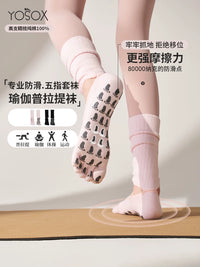 Anti-Slip Yoga Pilates Toe Socks for Women, Professional Fitness Grip Socks
