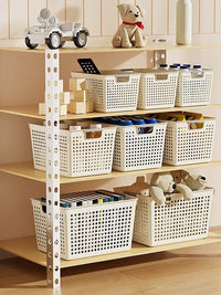 Stackable Plastic Storage Bins with Handles for Kitchen Pantry and Home Organization